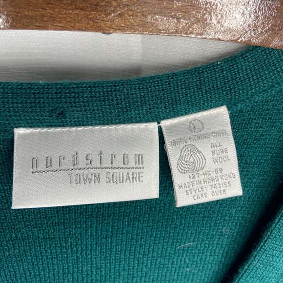 Vintage Nordstrom Town Square Green Wool Cardigan Sweater - Picture 3 of 6